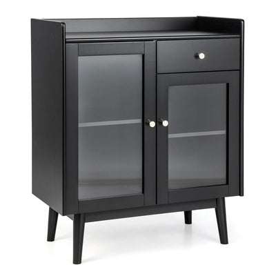 Kitchen Buffet Sideboard with 2 Tempered Glass Doors and Drawer - Relaxacare