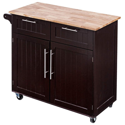 Kitchen Island Cart Rolling Storage Trolley with Towel Rack and Drawer - Relaxacare