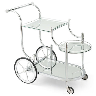 Kitchen Rolling Bar Cart with Tempered Glass Suitable for Restaurant and Hotel - Relaxacare