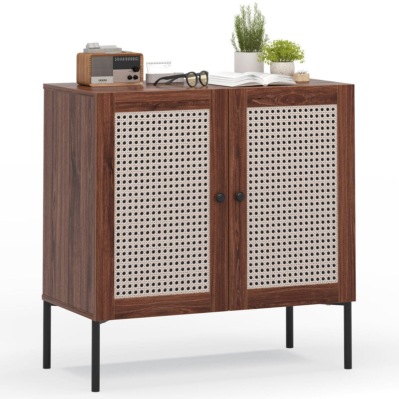 Kitchen Sideboard with 2 Rattan Doors and Adjustable Shelf - Relaxacare