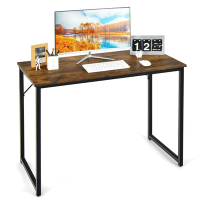 L Shaped Computer Desk and Writing Workstation for Home and Office-Rustic Brown - Relaxacare