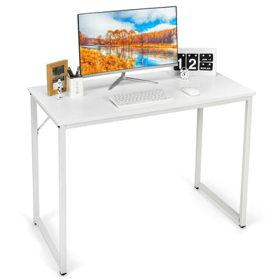 L Shaped Computer Desk and Writing Workstation for Home and Office-White - Relaxacare
