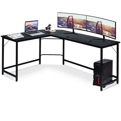L Shaped Corner Computer Desk Laptop Gaming Table Workstation-Black - Relaxacare