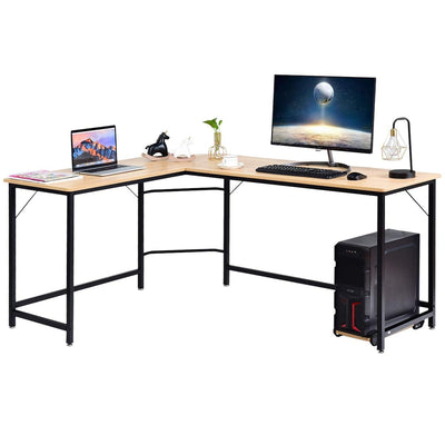 L Shaped Corner Computer Desk Laptop Gaming Table Workstation-Natural - Relaxacare