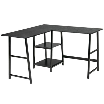 L-Shaped Corner Computer Desk with Storage Shelves - Relaxacare