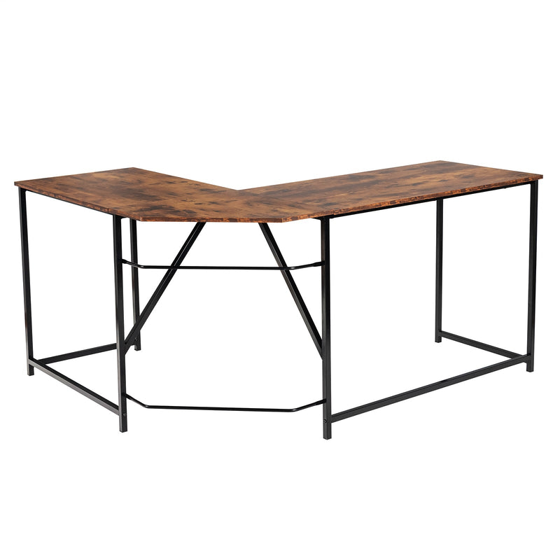 L Shaped Corner Home Office Computer Desk Home-Rustic Brown - Relaxacare