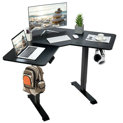 L-shaped Electric Standing Desk with 4 Memory Positions and LCD Display-Black - Relaxacare