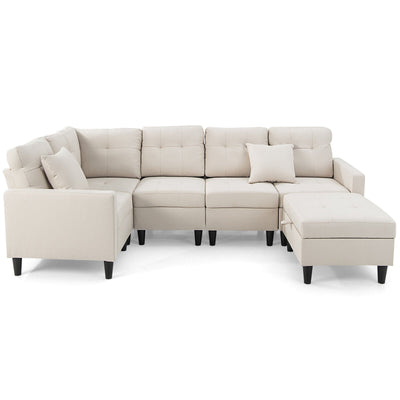 L-shaped Sectional Corner Sofa Set with Storage Ottoman - Relaxacare