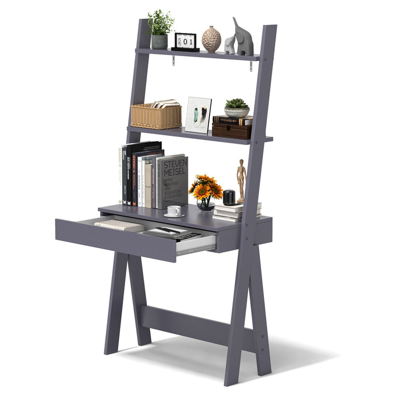 Ladder Shelf Desk Bookcase with Countertop Drawer and 2 Shelves - Relaxacare