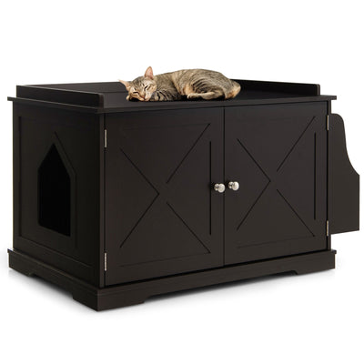 Large Wooden Cat Litter Box Enclosure with the Storage Rack - Relaxacare