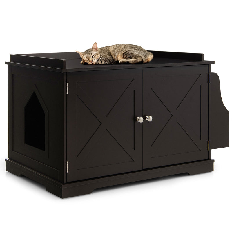 Large Wooden Cat Litter Box Enclosure with the Storage Rack - Relaxacare