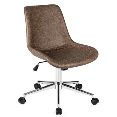 Leather Armless Adjustable Mid-Back Office Chair - Relaxacare