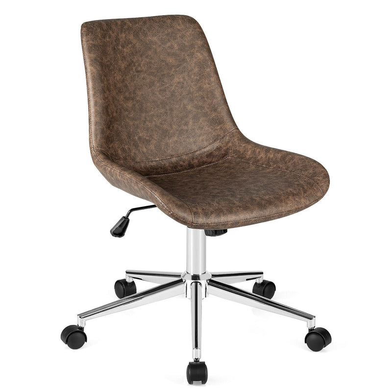 Leather Armless Adjustable Mid-Back Office Chair - Relaxacare