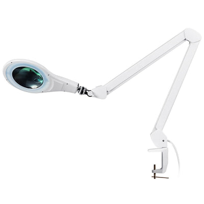 LED Magnifying Glass Desk Lamp w/ Swivel Arm-White - Relaxacare