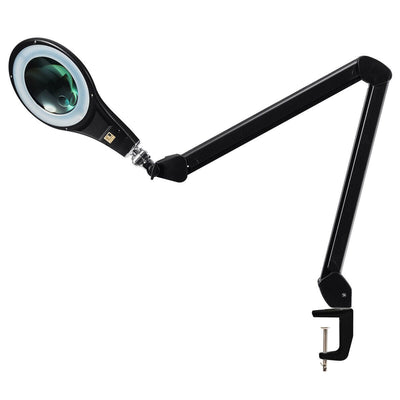 LED Magnifying Glass Desk Lamp with Swivel Arm-Black - Relaxacare