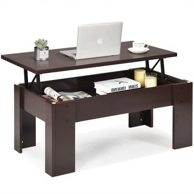 Lift Top Coffee Pop-UP Cocktail Table-Brown - Relaxacare