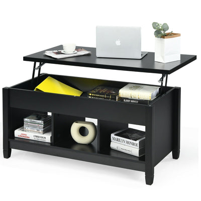 Lift Top Coffee Table with Hidden Storage Compartment-Black - Relaxacare