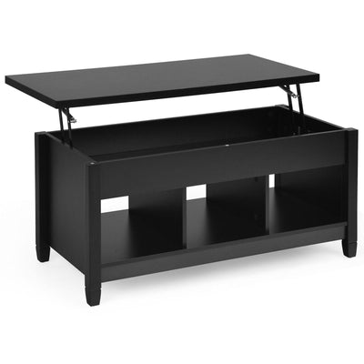 Lift Top Coffee Table with Storage Lower Shelf-Black - Relaxacare