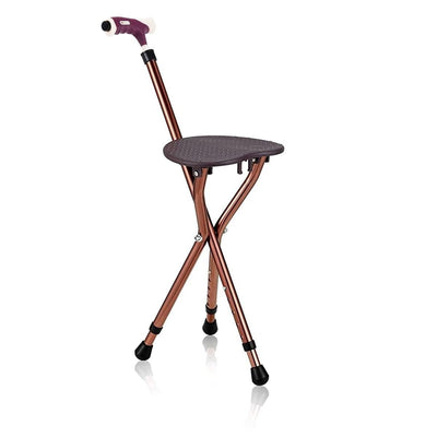 Lightweight Adjustable Folding Cane Seat with Light-Brown - Relaxacare