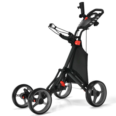 Lightweight Foldable Collapsible 4 Wheels Golf Push Cart-Gray - Relaxacare