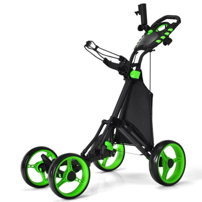 Lightweight Foldable Collapsible 4 Wheels Golf Push Cart-Green - Relaxacare