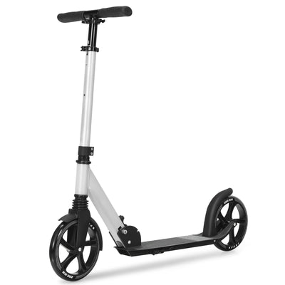 Lightweight Folding Kick Scooter with Strap and 8 Inches Wheel-Silver - Relaxacare