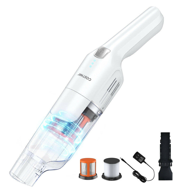 Lightweight Handheld Vacuum Cleaner Cordless Battery Powered Vacuum-White - Relaxacare