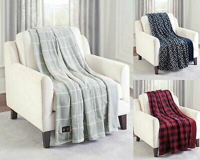 Limited Time Only-Brookstone Luxurious Electric Heated Throw 4-Heat Settings Easy One Touch Built-in Remote - Relaxacare
