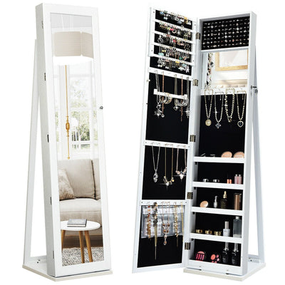 Lockable Freestanding Jewelry Armoire with Full Length Mirror - Relaxacare