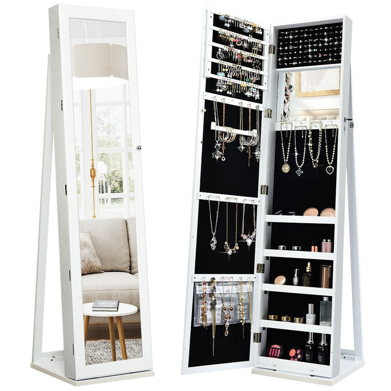 Lockable Freestanding Jewelry Armoire with Full Length Mirror - Relaxacare