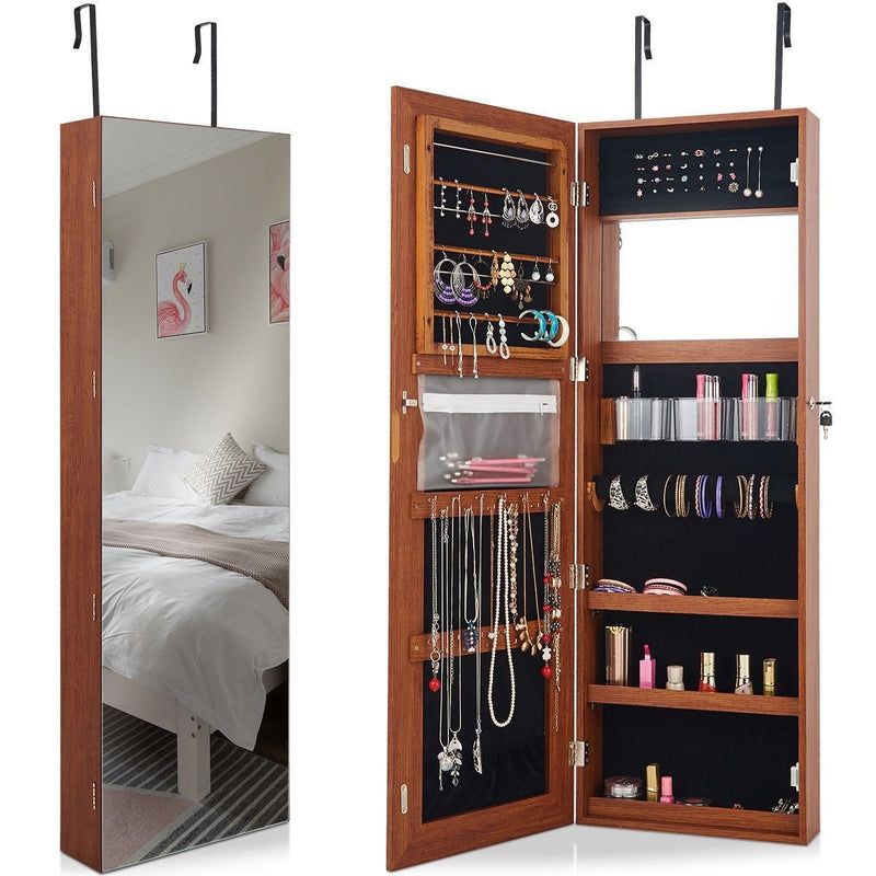 Lockable Storage Jewelry Cabinet with Frameless Mirror - Relaxacare