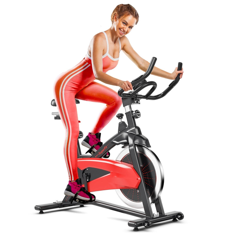 Magnetic Exercise Bike Fitness Cycling Bike with 35Lbs Flywheel for Home and Gym-Black & Red - Relaxacare