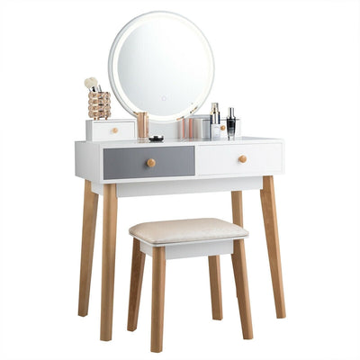 Makeup Dressing Table with 4 Drawers and Lighted Mirror - Relaxacare