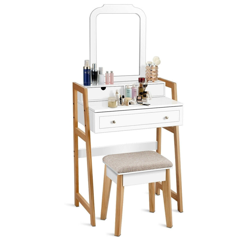 Makeup Vanity Table Dressing table and Cushioned Stool Set - Relaxacare