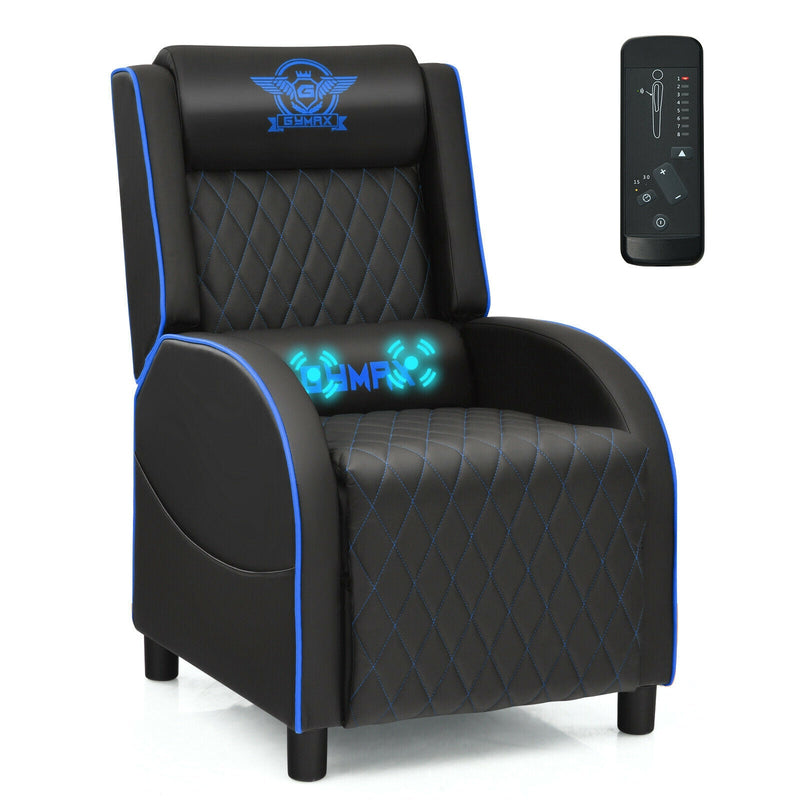 Massage Gaming Recliner Chair with Headrest and Adjustable Backrest for Home Theater - Relaxacare