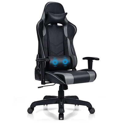 Massage Gaming Recliner with Lumbar Support-Black - Relaxacare