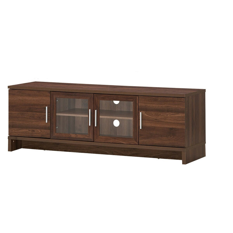 Media Entertainment TV Stand for TVs up to 70 Inch with Adjustable Shelf-Walnut - Relaxacare