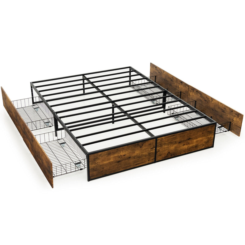 Metal Bed Frame with 4 Drawers - Relaxacare