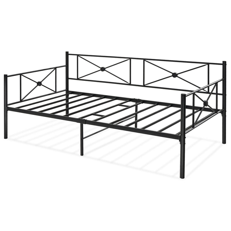 Metal Daybed Frame Twin Size with Heavy Duty Steel Slats Support - Relaxacare