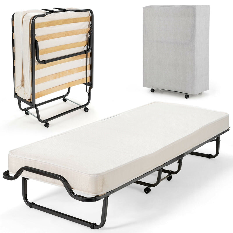 Metal Folding Bed with Memory Foam Mattress - Relaxacare