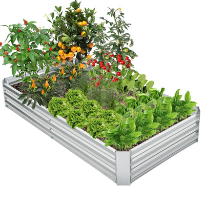 Metal Galvanized Raised Garden Bed with Open-Ended Base - Relaxacare
