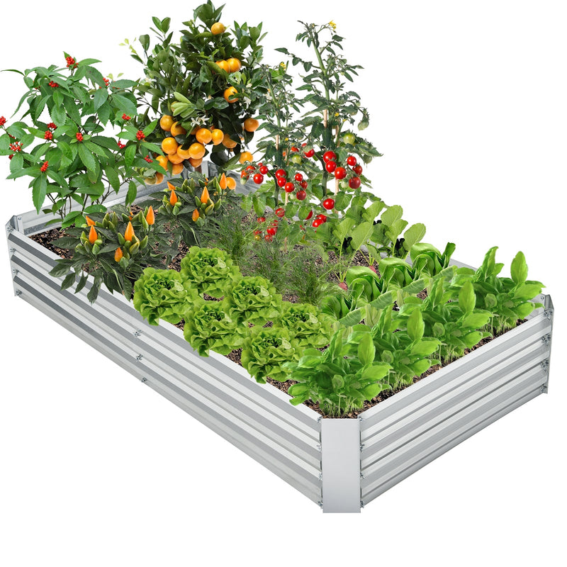 Metal Galvanized Raised Garden Bed with Open-Ended Base - Relaxacare