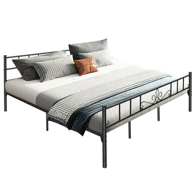 Metal Platform Bed Frame with Headboard Footboard Mattress Support-King Size - Relaxacare