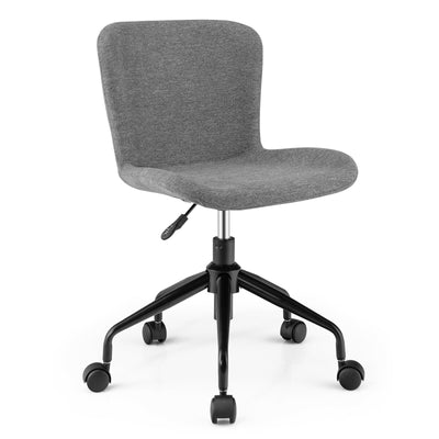 Mid Back Armless Office Chair Adjustable Swivel Linen Task Chair-Gray - Relaxacare