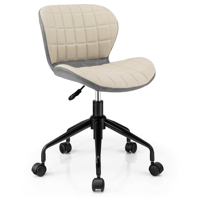 Mid Back Height Adjustable Swivel Office Chair with PU Leather-Gray - Relaxacare