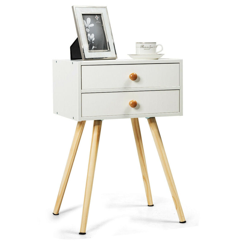 Mid Century Modern 2 Drawers Nightstand - Relaxacare