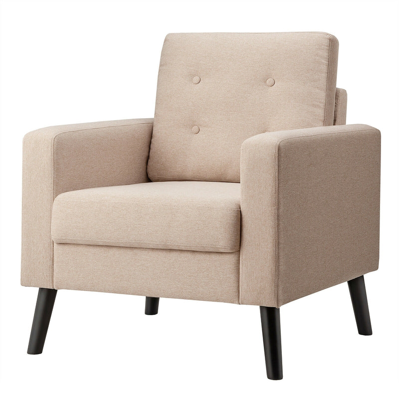 Mid-Century Upholstered Armchair Club Chair with Rubber Wood Legs - Relaxacare