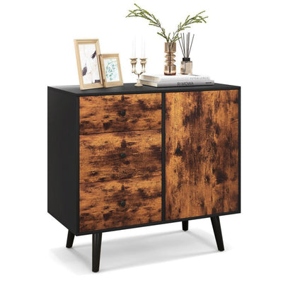 Mid-Century Wood Storage Cabinet with Door and 3 Drawers - Relaxacare