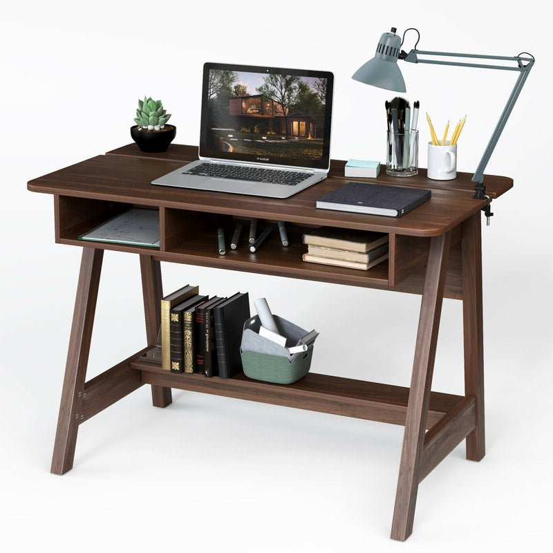 Mid Century Writing Desk with Storage Cubes and Hidden Compartment - Relaxacare