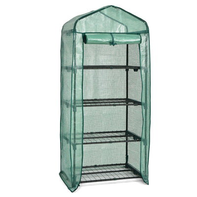 Mini Greenhouse with 4-Tier Rack and Weatherproof PE Cover - Relaxacare